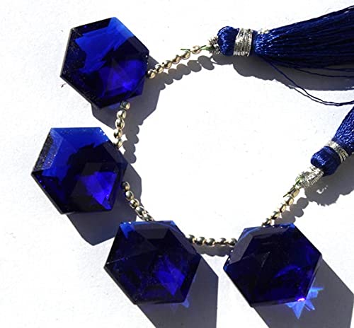 Quartz bleu royal briolette hexagonale 18mm sans défaut pour enfilage facile