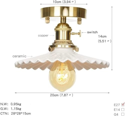 Plafonnier ZR98US en cuivre avec diffuseur céramique pour éclairage tamisé - 5