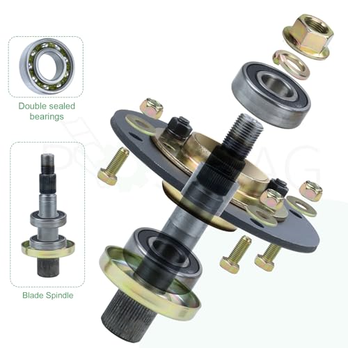 POSFLAG 2 Pack 753-05319 Spindle Assembly with 756-0486 Pulley Replaces MTD 717-0906A Spindle Replacement Kit, Spindle Kit 753-05319, 717-0906 917-0906A 717 0906 753 05319 for MTD Tractors