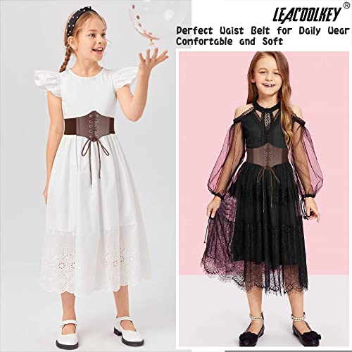 LEACOOLKEY Kids Waist Belt for Dress Elastic Lace-up Waist Belt for Girls4