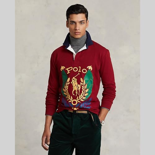 POLO RALPH LAUREN Men's Classic Fit Long Sleeve Striped Rugby