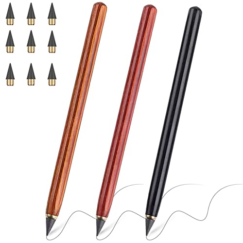 qingmeng Ewiger Bleistift, Bleistifte 3 Eternal Unendlicher Inkless Bleistift Infinity Pencil mit 9 Ersatzspitzen Forever Pen Druckbleistift Kinder Endloser Bleistift
