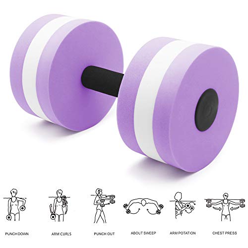 Water Dumbbells Aquatic Exercise Dumbells Water Aerobics Workouts 2PCS Foam Barbells Hand Bars Pool Resistance for Men Women Kids Weight Loss Water Sports Fitness Tool (Purple) by Kxuhivc - Image 5