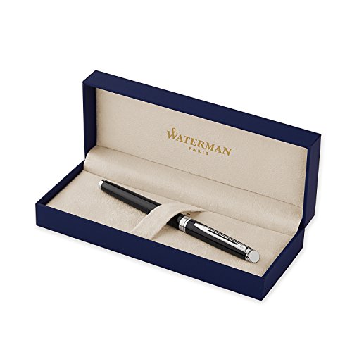 Waterman Hémisphère Rollerball Pen, Gloss Black with Chrome Trim, Fine Point with Black