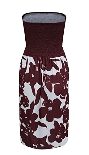 Image of Zyyfly Strapless Dress for Women Summer Beach Boho Smocked Tube Top Dress