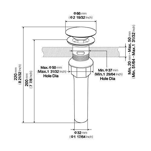 KAIYING Pop Up Drain, Bathroom Sink Drain Stopper with Overflow, Vessel Sink Drain Assembly with Detachable Basket Stopper, Anti-Explosion And Anti-Clogging Drain Strainer (Brushed Nickel)