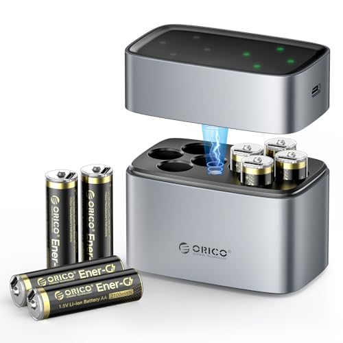 Chargeur avec piles AA lithium rechargeables de 2100 mWh pour vos appareils