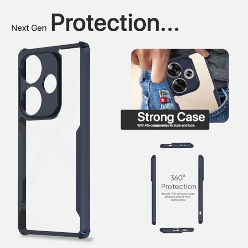 Image of Pikkme Poco F6 5G Back Cover | Crystal Clear Transparent Back | Ultra Hyrbid | Full Camera Protection | Raised Edge | Bumper Back Case (Blue)