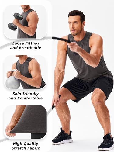 Image of PINSPARK Men's Tank Tops Quick Dry Summer Workout Muscle Shirt Athletic Casual Sleeveless Shirts for Bodybuilding Beach Gym
