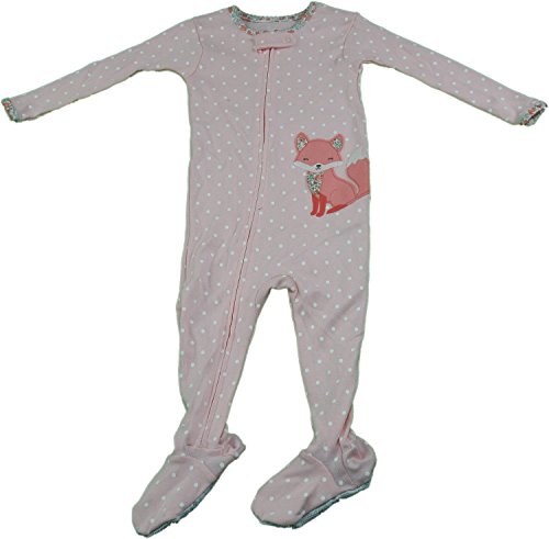 Pyjama une-pièce Carter's 12 mois rose à motifs pois et renard avec zip intégral