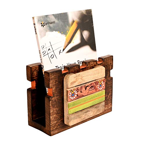 Image of AAKRITI ART CREATIONS Madhubani Art Wooden Magazine Holder | Hand-Painted & Mango Wood | Magazine Holder & Storage Decor For Hall | Magazine Holder For Bedroom, Living Room, and Entryway