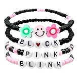 Neffliwe 4 Pcs Kit Handmade Black Pink Friendship Bracelets Korean pop Merch Concert Outfit Gifts...