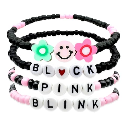 Neffliwe 4 Pcs Kit Handmade Black Pink Friendship Bracelets Korean pop Merch Concert Outfit Gifts...