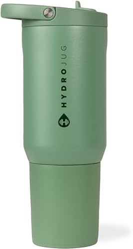 HydroJug Sport Botella de acero inoxidable con popote, aislada al vacío, de 20 onzas, a prueba de fugas, diseño ergonómico, reutilizable, apta para
