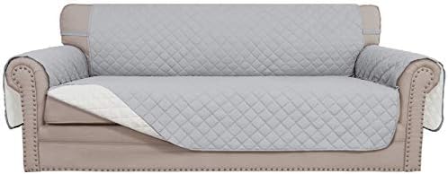 Easy-Going Sofa Slipcover Reversible Sofa Cover Water Resistant Couch Cover with Foam Sticks Elastic Straps Furniture Protector for Pets Kids Children Dog Cat (Sofa, Light Gray/Ivory)