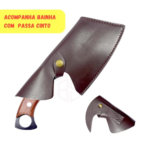 Cutelo Faca Forjado Rustico Artesanal Viking Com Bainha Para Churrasco Camping Sobrevivência (Marom)