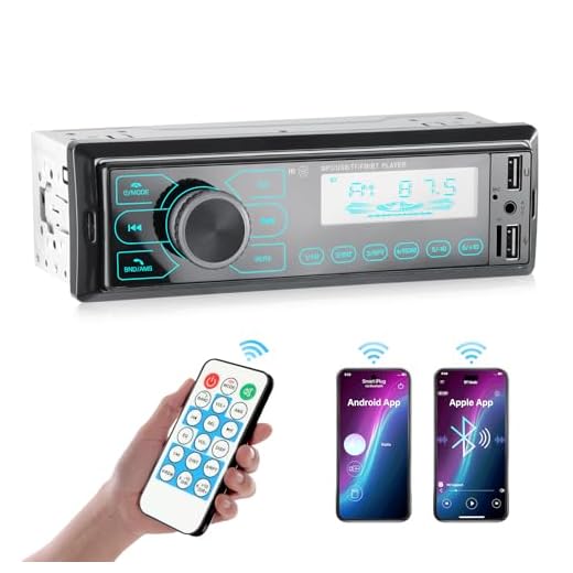Autoradio 1 Din con Bluetooth Radio con Controllo APP Lettore MP3 per Auto Stereo Radio Supporto Bluetooth Vivavoce/USB/FM/TF/AUX/ricarica veloce Nero（Non con RDS）
