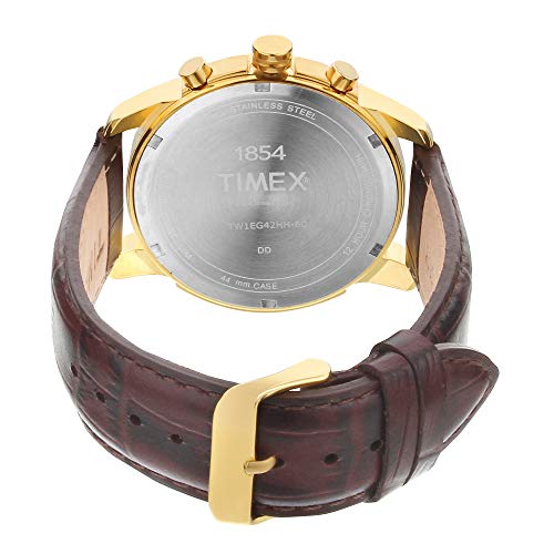 Image of TIMEX Gold Chronograph Leather Strap Watch for Men's