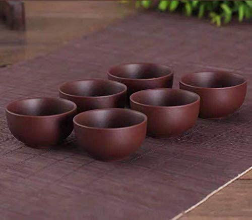 Chinesische Tee-Verkostungstasse, violette Sandbecher, kleine Verkostungstasse, Mini-Teetasse, violetter Sand, Kung-Fu-Teetasse, Keramiktasse, Teeschale, Tasse, 6er-Set (lila)