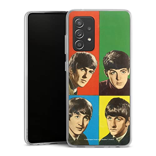 DeinDesign Coque en Silicone Compatible avec Samsung Galaxy A52 5G Etui Silicone Coque Souple Rock ‘n’ Roll Visages The Beatles - Les Beatles, Paul McCartney, John Lennon, RIngo Starr, George Harrison DeinDesign Coque en Silicone Compatible avec Samsung Galaxy A52 5G Etui Silicone Coque Souple Rock 'n' Roll Visages The Beatles
