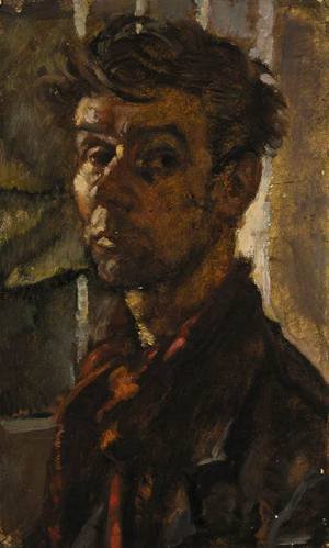 Peinture à l'huile Self Portrait Beginning Janos Pirk, finition toile de musée 30x36
