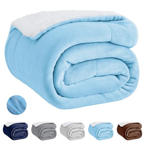 Lista de Cobertores Coppel los más recomendados. 40 WOLADY Cobija Matrimonial para Cama o Sofá, Franela de Alta Calidad, Manta Ultrasuave y Transpirable, Ligera, Frazada Cómoda y Calientita para Climas Fríos, 180 * 200 cm (Azul...