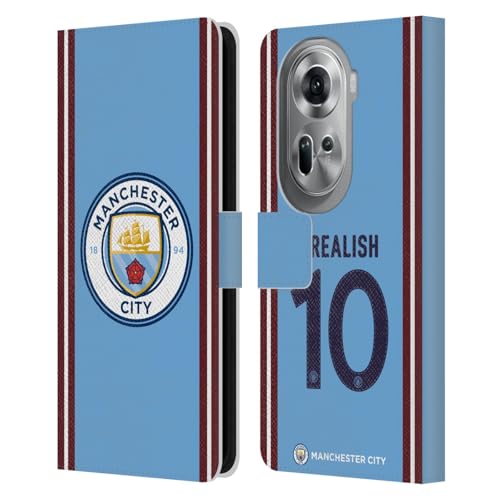Head Case Designs Officially Licensed Manchester City Man City FC Jack Grealish 2022/23 Players Home Kit Leather Wallet Case Compatible with Oppo Reno11 Pro