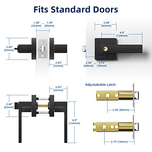 Door Lever Handle Interior, Heavy Duty Matte Black Door Knob, Keyed Entry Lever Door Handle Exterior Lockset With Key, Door Lock For Front Door Bedroom Bathroom, Reversible For Left Right Side Door #TOP3