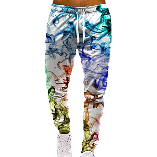 Pantalon de jogging multicolore imprimé 3D avec cordon