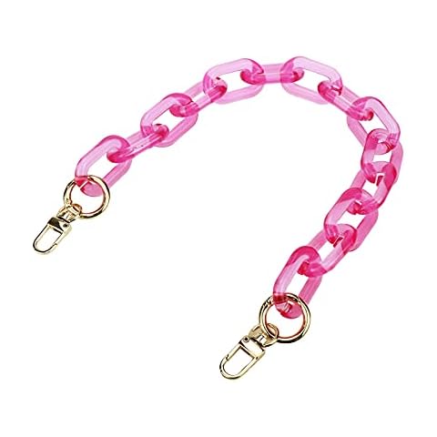 Quluxe Short Thick Resin Purse Bag Handle Shoulder Strap Replacement, Handbag Decoration Chain, Bag Accessories Charms (Rose with Gold Buckle) Cover