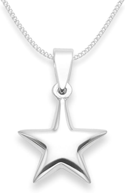 Children's Sterling Silver Star Necklace on 14" Silver chain - SIZE: 14mm Gift Boxed 8104/14