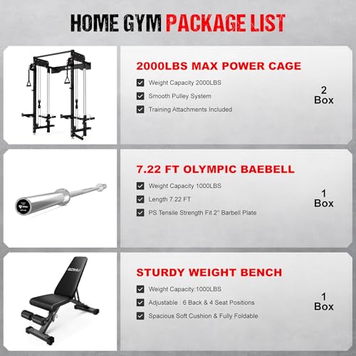 Image of WM3-V4 Folding Squat Rack, Wall Mounted Power Rack with Dual Independent Pulley System, Functional Trainer with 5 Adjustable Function Modes for Space Saving