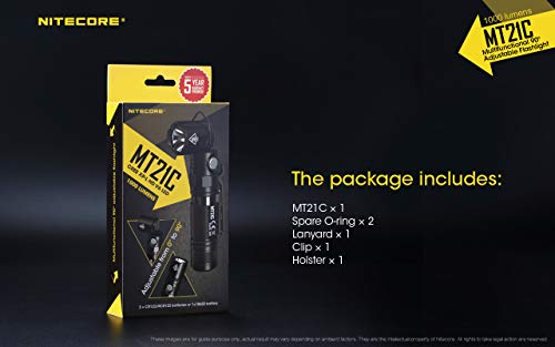 Nitecore Mt21C 1000 Lumen 90 Degree Tilt-Able Head Led Flashlight, Nl1826R Rechargeable Battery With Edisonbright Usb Charging Cable Bundle #TOP7
