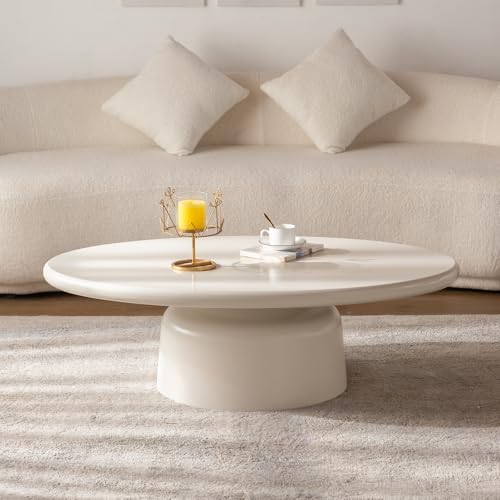 Chic Coffee Table with Smooth Fininsh & Stable Large Base,