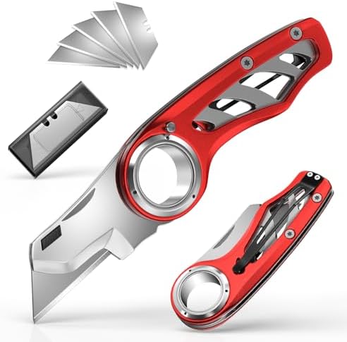 Folding Utility Pocket Knife, Heavy-Duty Box Cutter with Anti Sli...