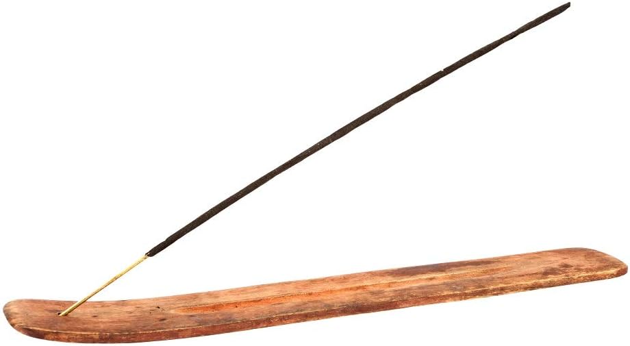 Incense Garden Wood Incense Stick Holder - 10 Inches Long - Wooden Ash Catcher - Simple and Elegant