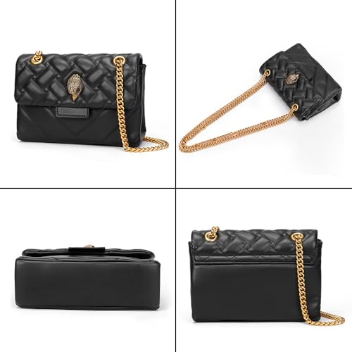 Image of Rejolly Crossbody Shoulder Bag for Women PU Leather Quilted Purse Flap Cluth Handbag with Chain Strap Black (Gold Hardware)