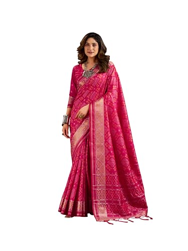 Image of MADHUHANSH Women's Cotton Silk Saree with Unstitched Blouse Piece Zari Weave and Floral Pattern | Heavy Embroidery Saree for Women | Interview Saree for Women | Readymade Blouse with Saree Set