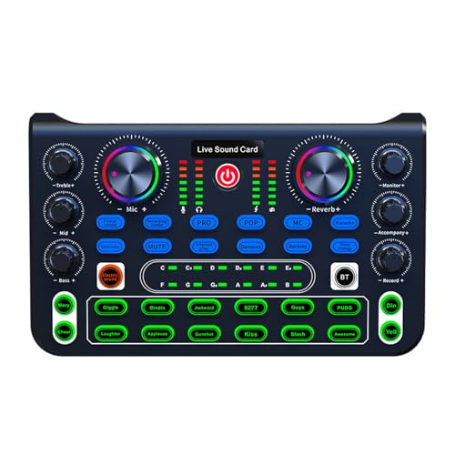 Live Sound Card, Clear Sound Karaoke Recording Mobile Audio Mixer, Adjustment Noise Reduction Gaming Audio Mixer for Live Broadcast, Karaoke, Recording, Voice Chatting