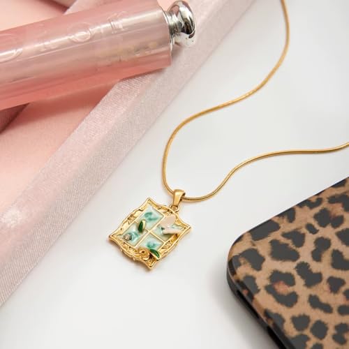 Image of 18k Gold Plated Vintage Dainty Pink Gemstone Bow Pendant Necklace Women Court Style Oval Cut Zircon Necklace