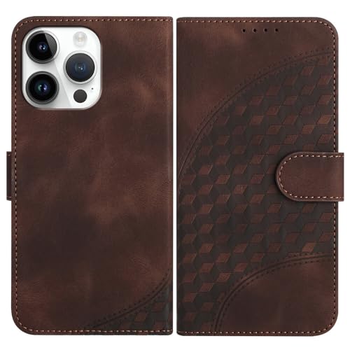 Étui iPhone 13 Mini cuir café chic - Protection à rabat élégante avec motif