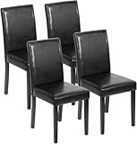 FDW Dining Room Chairs Dining Chairs Set of 4 for Kitchen Restaurant and Living Room Side PU Leather Cushion Chairs with Waterproof Surface and Wood Legs Black