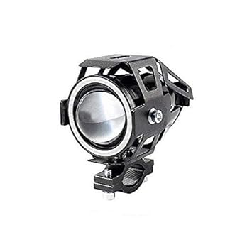 Allextreme EXU7MB1 U7 Mini CREE LED Fog Light Work Lamp with Hi/Low, Flashing Beam and Blue Angel Eye Ring for Cars and Motorcycles (12W, Blue & White Light, 1 PC)