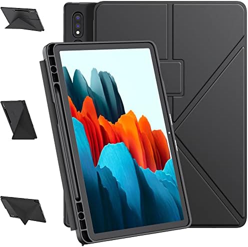 Case for Samsung Galaxy Tab S8 / Tab S7 11 inch (Model SM-X700 / X706 / T870 / T875 / T876) Multi-angle cover for Samsung Tab S8 / S7 Tablet 11 inch with S Pencil Holder (Black)