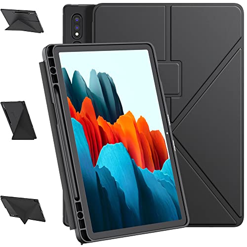 Case for Samsung Galaxy Tab S8 / Tab S7 11 inch (Model SM-X700 / X706 / T870 / T875 / T876) Multi-angle cover for Samsung Tab S8 / S7 Tablet 11 inch with S Pencil Holder (Black)