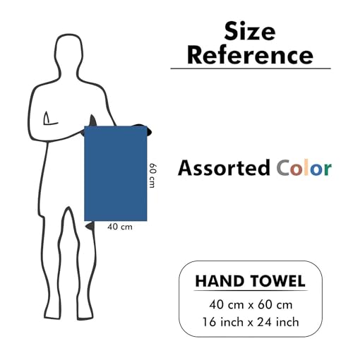 Image of Microfiber Hand Towel, 400 GSM Quick Dry Absorbent Face Towel with Hanging Loop, Soft Towel for Bathroom, Kitchen, Gym, Home & Travel Use, 40 x 60 cm, Random Color, 1 Piece