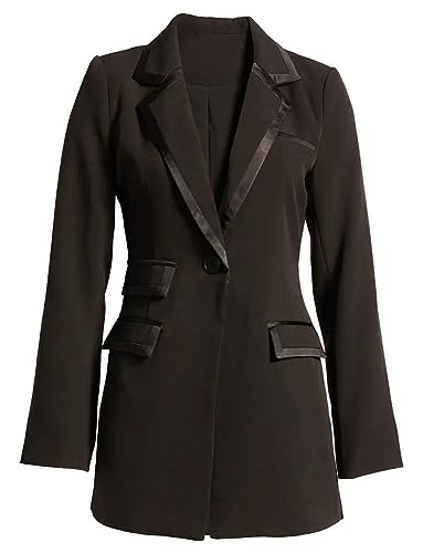 Veste un bouton femme costume chic blazer noir classique Kromoc
