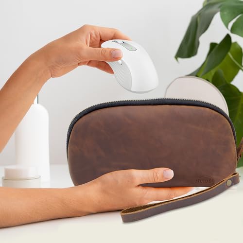 Pochette en cuir pour câbles avec grande fermeture éclair robuste