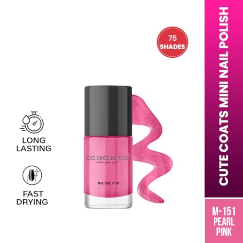 Image of Coloressence Cute Coats Long Lasting Nail Paint | Chip Resistant | Quick Dry | One Swipe Application | Toxin Free|Pearl Pink-6ml