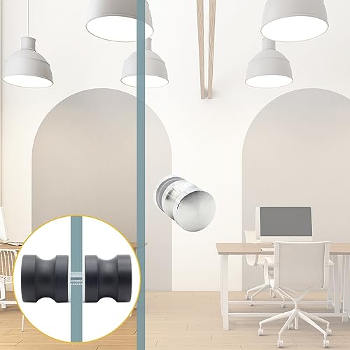 Image of 2 Pack Shower Glass Door Handle, Stainless Steel Shower Doors Knob Double Sided Pull Hardware for Bathroom Glass Doors (Black)